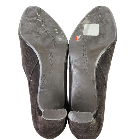 STUART WEITZMAN Chocolate Brown Genuine Leather Suede High Heels Shoes 9.5 W - Picture 15 of 16